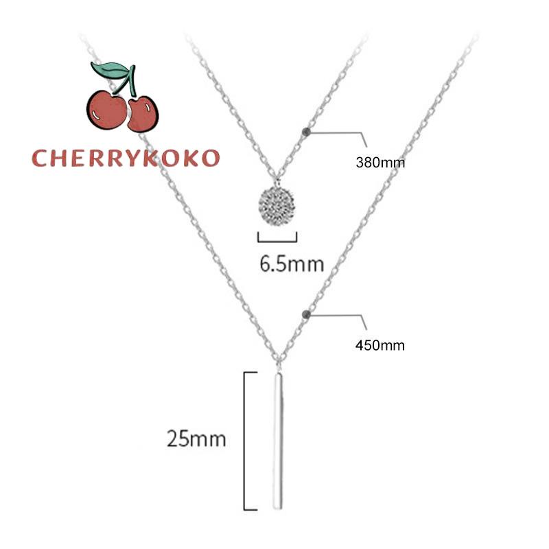 🍒🍒CHERRYKOKO Vòng cổ nữ hai lớp bằng kim loại phối mặt hình vuông màu bạc/vàng kim thời trang