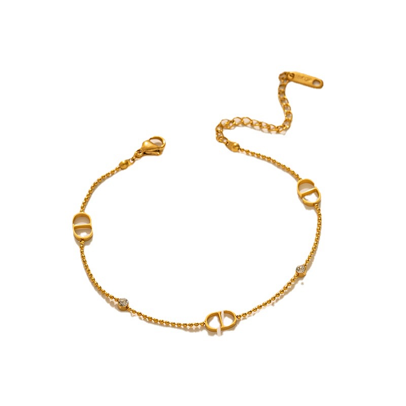 Vòng Tay Trang Trí Hạt Khắc Chữ Dd Bằng Thép Titanium Thời Trang 2023