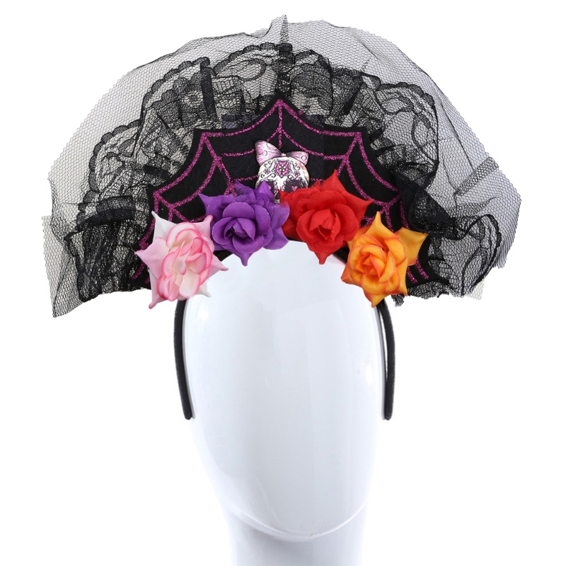 Flgo Băng Đô Hóa Trang Halloween Hình Đầu Lâu Nhện Phối Ren Hoa