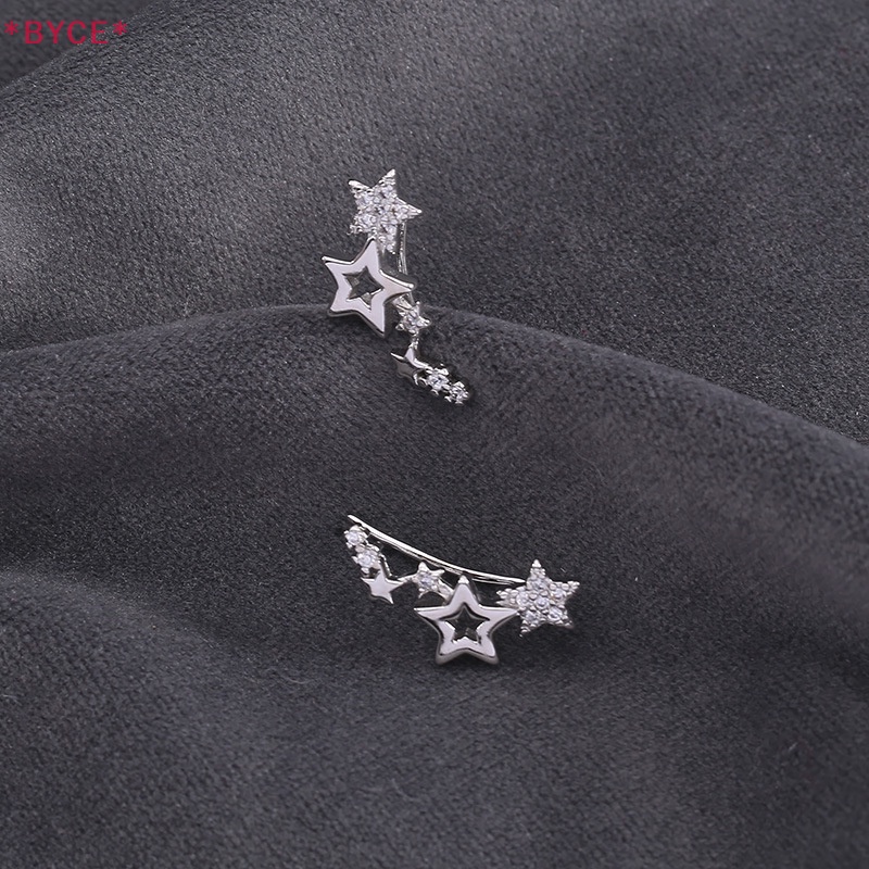 1 Đôi Bông Tai Hình Ngôi Sao Đính Đá Zircon Trắng Thời Trang Dành Cho Nữ Mới