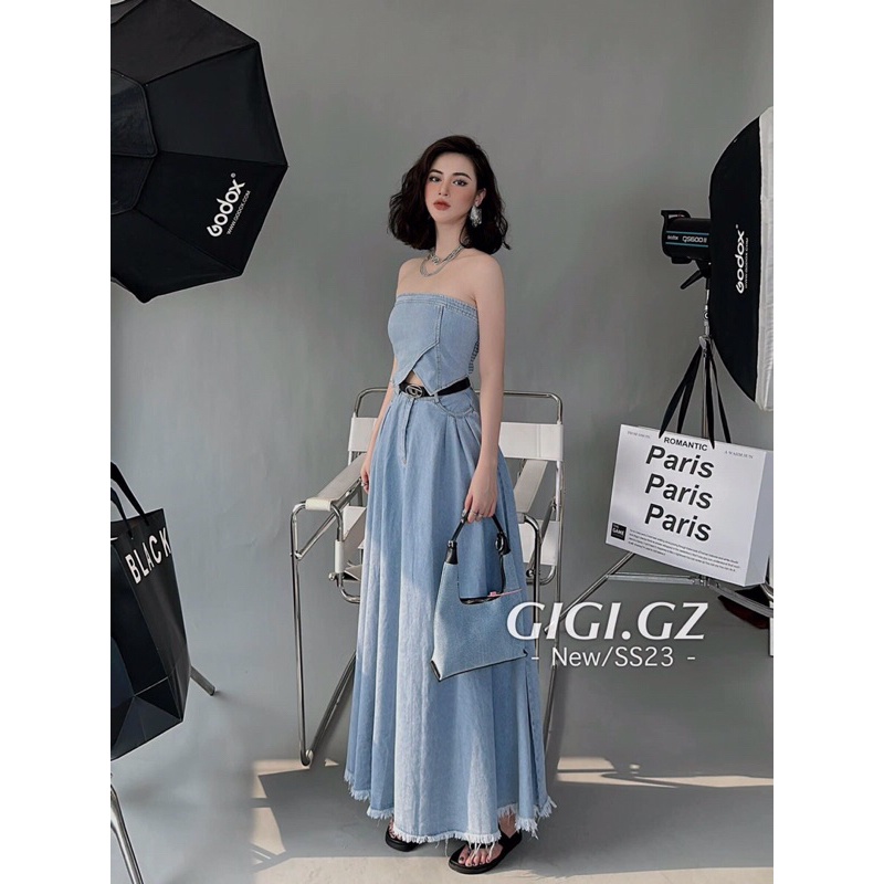 Set áo cup chân váy dài