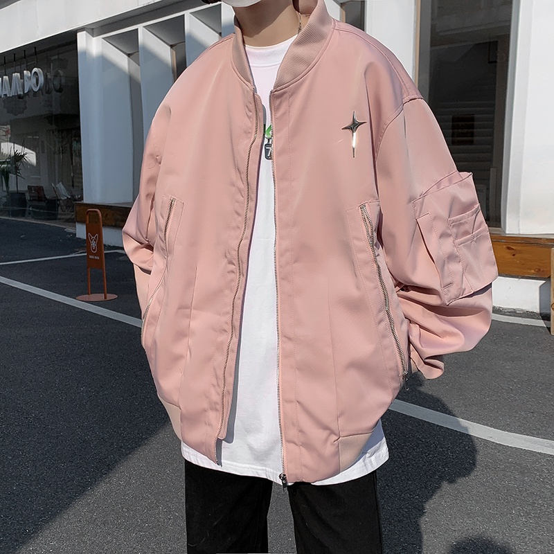 Áo Khoác Bóng Chày Dáng Rộng Phong Cách Harajuku Đường Phố Mỹ Cá Tính Dành Cho Nam