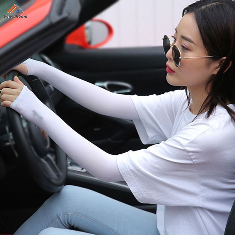 1 Cặp Găng Tay Chống Nắng Bằng Lụa Lạnh Co Giãn Sáng Tạo Dành Cho Mùa Hè