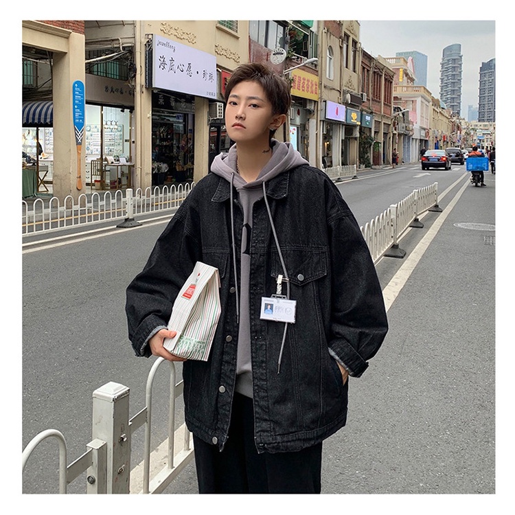 Áo Khoác Denim Thời Trang Đường Phố Mỹ Mới Cho Nam