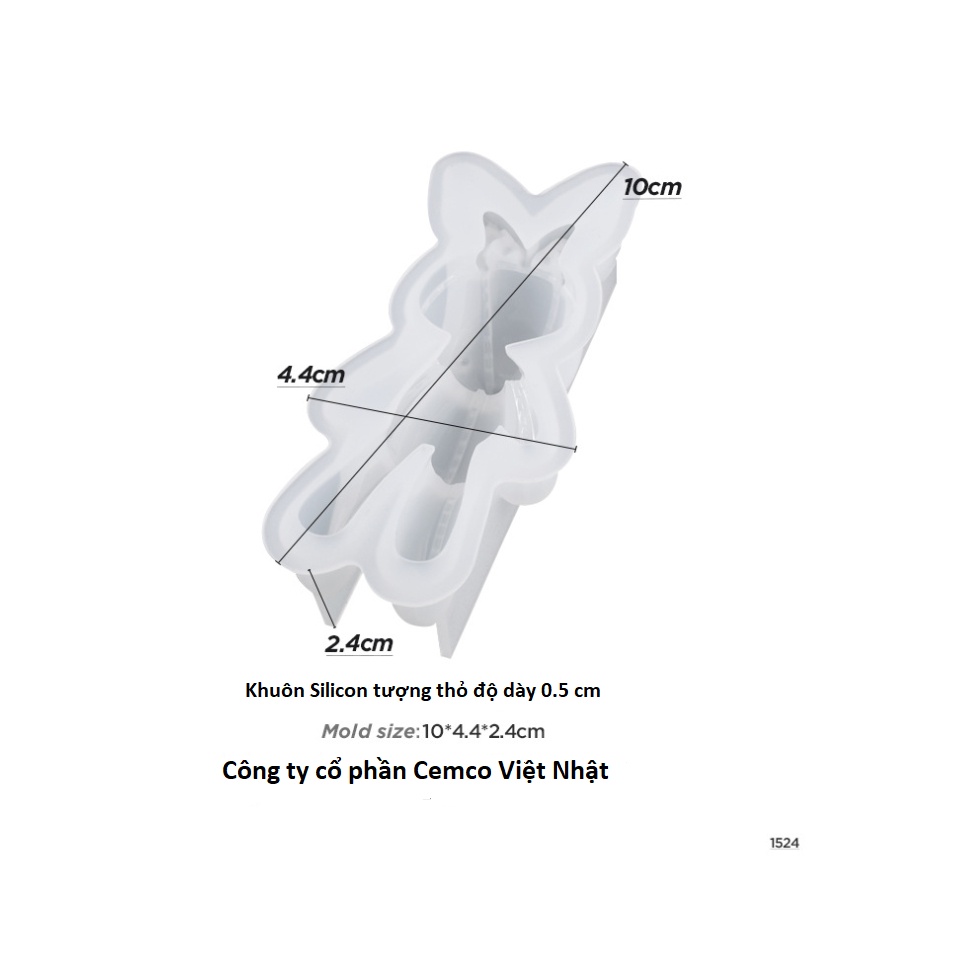 Khuôn Silicon hình thỏ đúc bằng keo Epoxy, Thạch cao cho hình Thỏ nằm kèm móc khóa