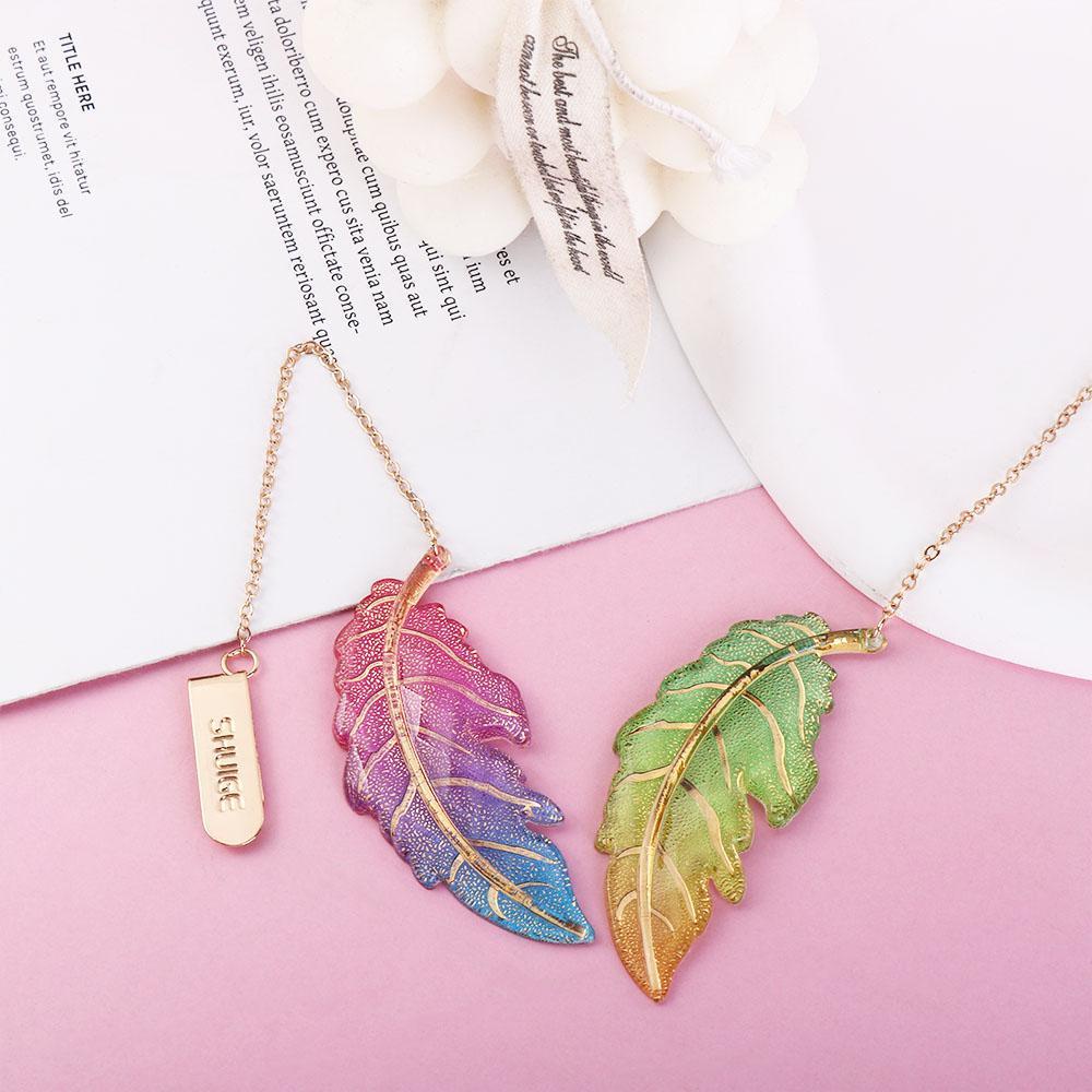 JARRED Set 2 Thẻ Đánh Dấu Sách Hình Chiếc Lá Dễ Thương Xinh Xắn