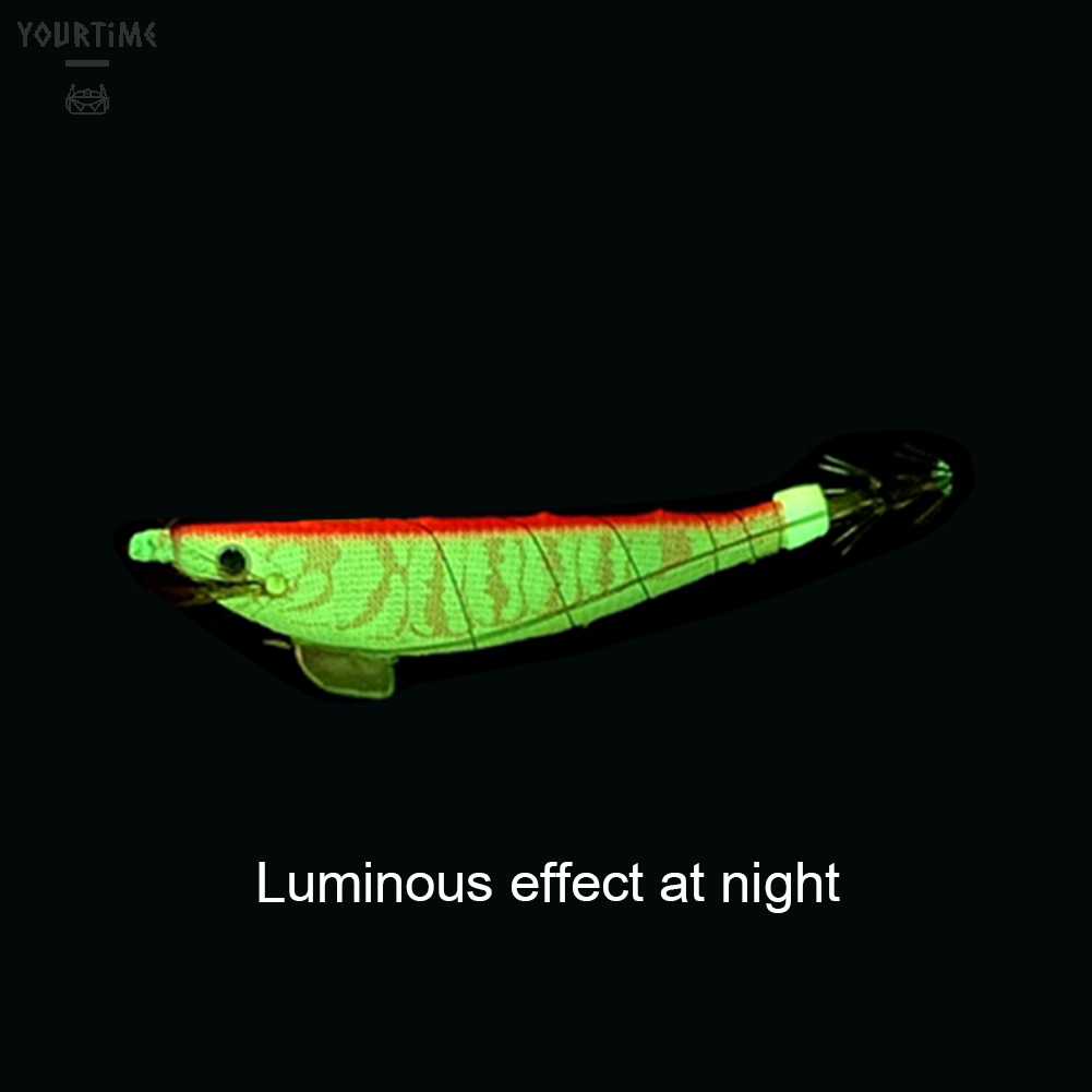 Mồi Câu Cá Giả Hình Tôm Bằng Gỗ Phát Quang Kích Thước 100mm 12g