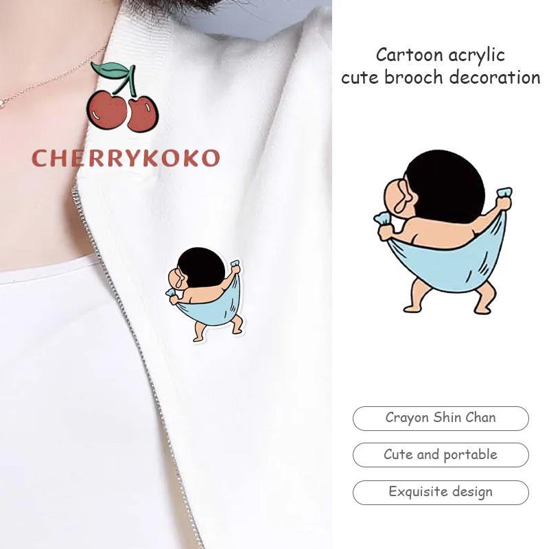 🍒🍒CHERRYKOKO Ghim Cài Áo Bằng Acrylic Hình Cậu Bé Bút Chì Shin-Chan Dễ Thương
