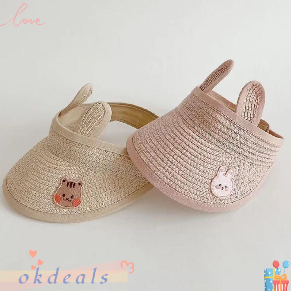 Mũ Rơm Kiểu Hoạt Hình Hở Chóp Dễ Thương Cho Bé