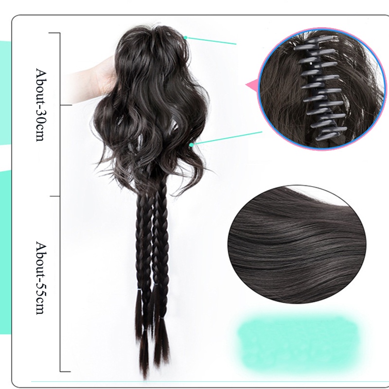 Tóc Giả Thắt Bím Xoăn Y2K Có Kẹp Dành Cho Nữ Tập Boxing