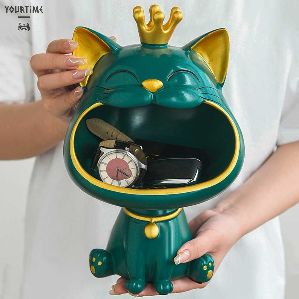 Giá Đỡ Chìa Khóa Hình Mèo May Mắn Bằng Nhựa Resin Trang Trí Phòng Khách