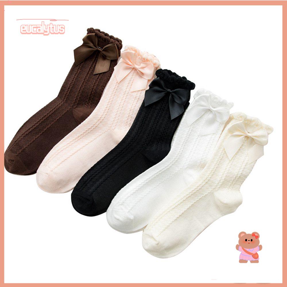 Vớ Cotton Lụa Mềm Cổ Vừa Phong Cách Lolita Cho Bé