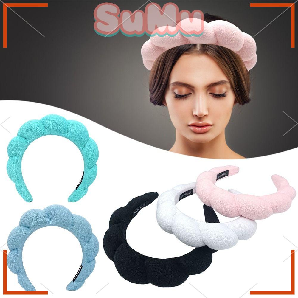 SUMU Băng Đô Cài Tóc Bằng Xốp Màu Sắc Trơn Tiện Dụng Rửa Mặt