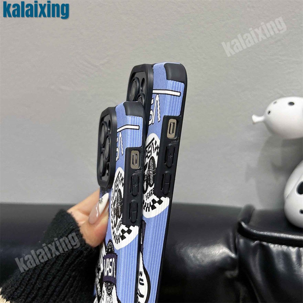 Ốp Điện Thoại Da Mềm Họa Tiết VANS Màu Xanh Dương Cho iPhone 11 12 13 14 Pro Max 14 Plus Xs Max X XR 7 8 Plus