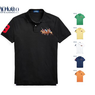  POLO Ralph Lauren Nam Áo Thun POLO Ba Lỗ Ngắn Tay Phối Lưới Cotton Nguyên Chất Thêu Ba Ngựa Nhiều Màu Sắc Chất Lượng Cao Cho Nam 