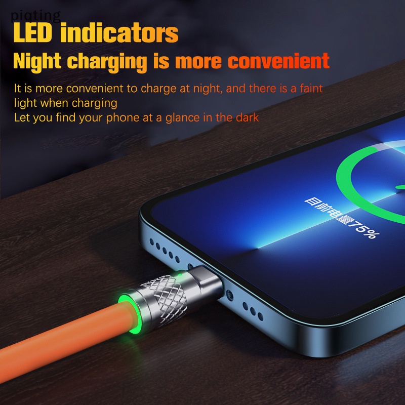 Dây Cáp Sạc Nhanh USB Loại C 3 Trong 1 120W Có Đèn Led Cho Huawei Samsung Xiaomi