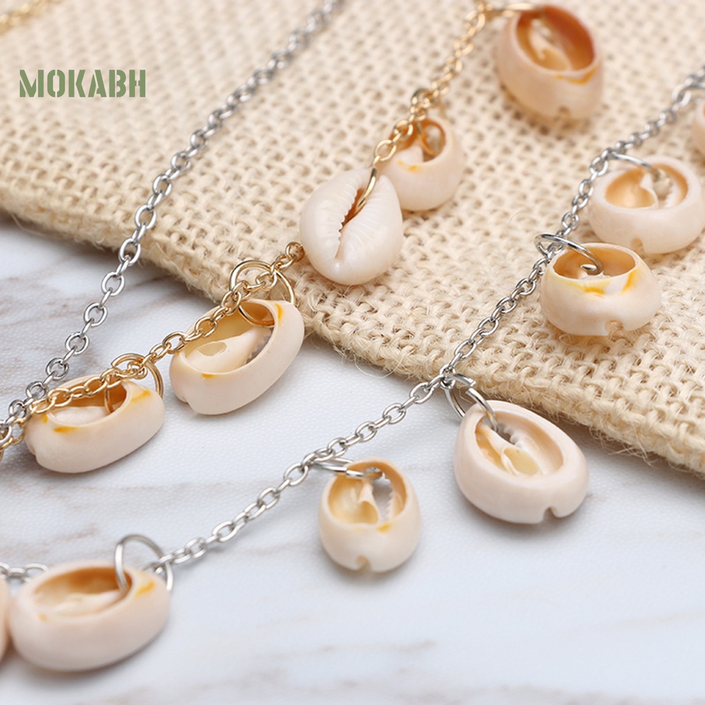 [Mok Abh] Vòng Đeo Đầu Dạng Chuỗi Vỏ Sò Tự Nhiên Bằng Kim Loại Dùng Trong Tiệc Cưới