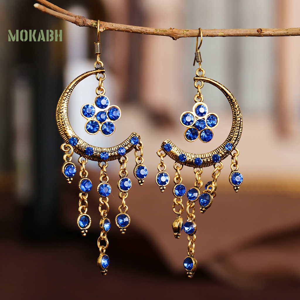 1 Đôi Bông Tai Hình Bán Nguyệt Dạng Tua Rua Lâu Trôi Tinh Tế Thời Trang Dự Tiệc