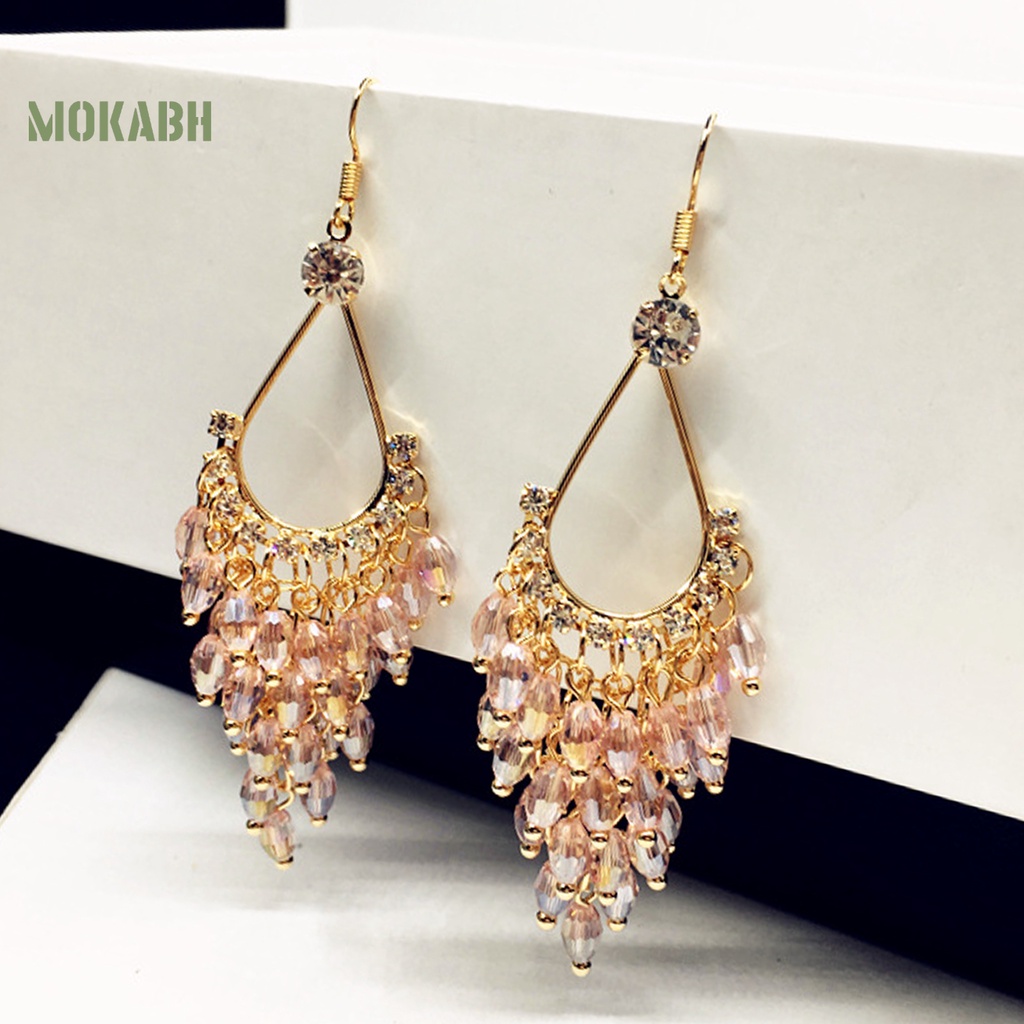 1 Đôi Bông Tai Đính Pha Lê Giả Cao Cấp Phong Cách Bohemia Dành Cho Nữ