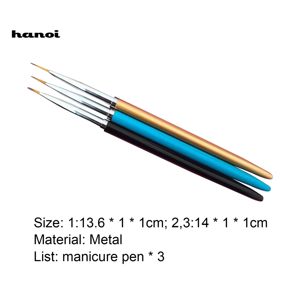 Set 3 Bút Vẽ Trang Trí Móng Tay Nghệ Thuật Bằng Kim Loại Dễ Vệ Sinh Sử Dụng Hàng Ngày