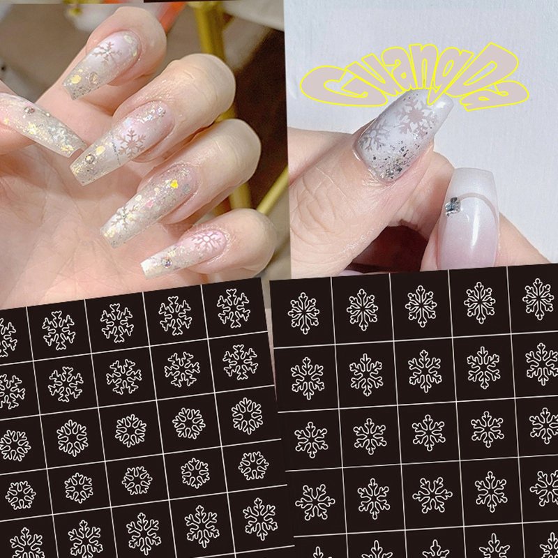 Miếng Dán Trang Trí Móng Tay Họa Tiết Bông Tuyết Xinh Xắn DIY