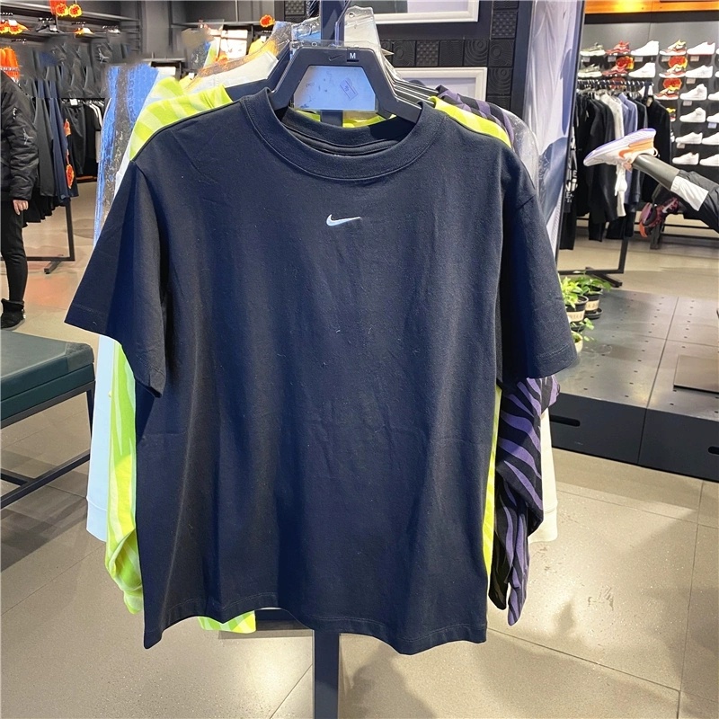 Áo Thun Nike 100% Cotton Tay Lửng Thêu Logo Đơn Giản Dành Cho Nữ