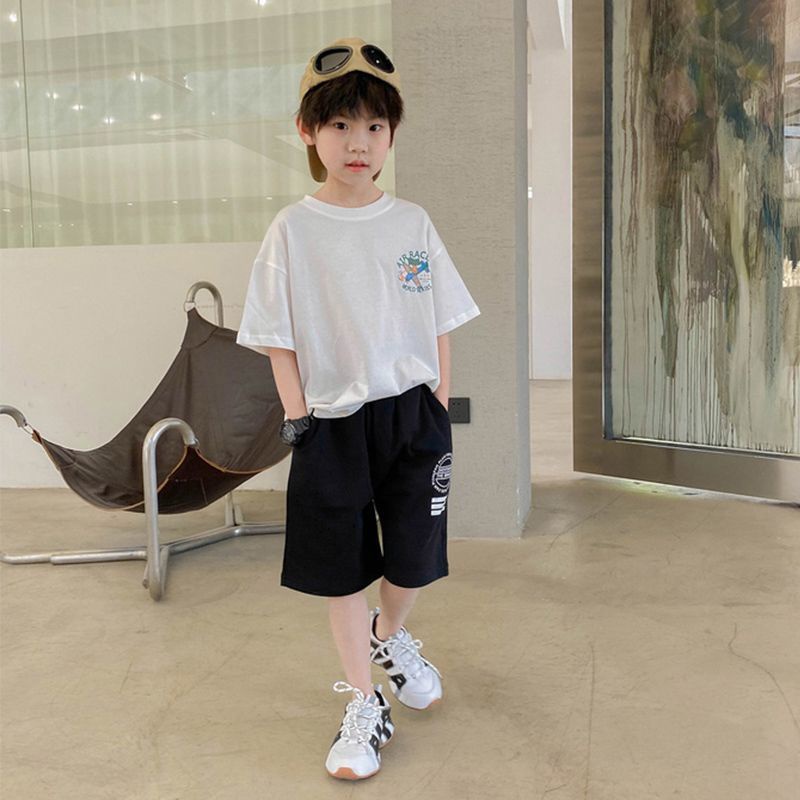 Áo Thun Cotton Tay Ngắn Cổ Tròn In Họa Tiết Hoạt Hình Thời Trang Mùa Hè Cho Bé Trai