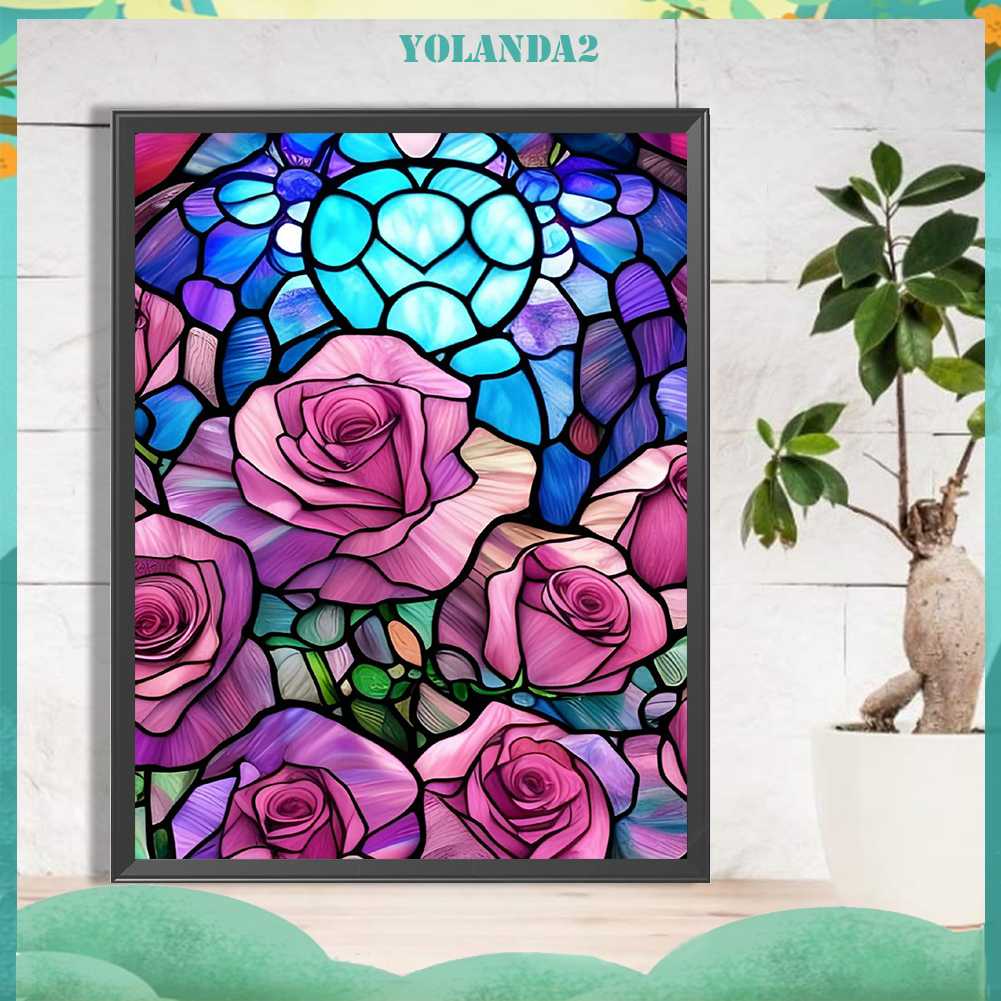 Tranh Đính Đá Kim Cương Toàn Bộ 5D DIY Hình Vẽ Hoa Hồng Trang Trí Nhà Cửa