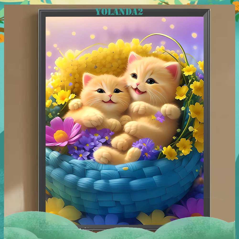 Tranh Đính Đá Kim Cương Toàn Bộ 5D DIY Hình Vẽ Mèo Trang Trí Nhà Cửa