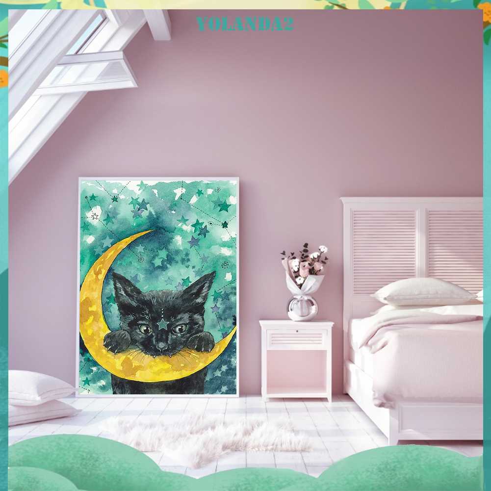 Tranh Đính Đá Kim Cương Toàn Bộ 5D DIY Hình Vẽ Mèo Trang Trí Nhà Cửa