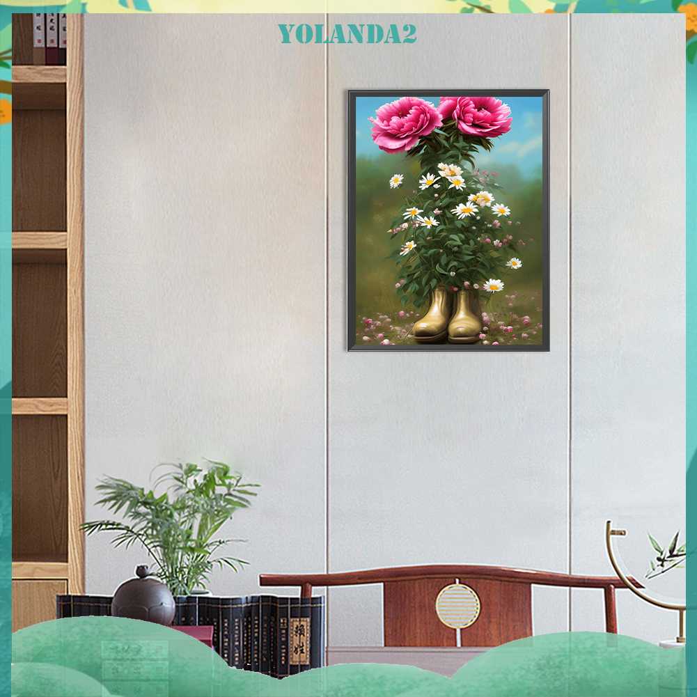 Tranh Đính Đá Kim Cương Toàn Bộ 5D DIY Hình Vẽ Hoa Trang Trí Nhà Cửa