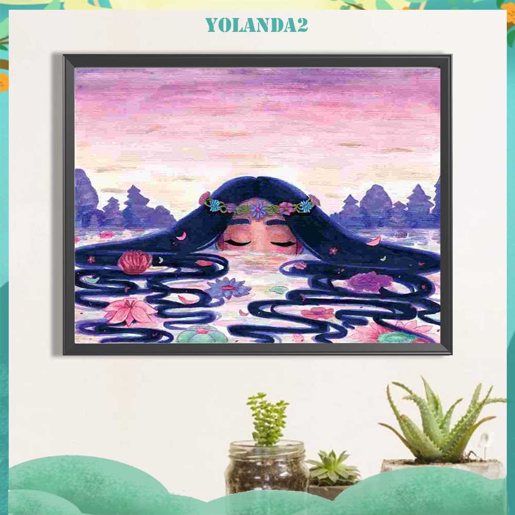 Tranh Đính Đá Kim Cương Toàn Bộ 5D DIY Hình Vẽ Cô Gái Trang Trí Nhà Cửa