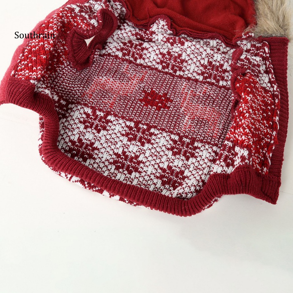 Áo Sweater Dệt Kim Giữ Ấm In Họa Tiết Hoa Tuyết Tuần Lộc Giáng Sinh Đáng Yêu Cho Cún Cưng