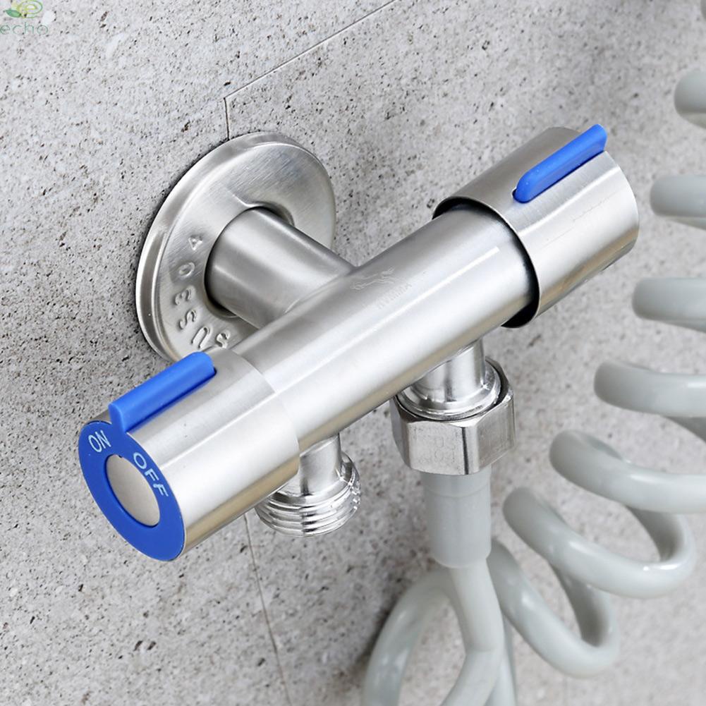 Van Vòi Nước Bằng Thép Không Gỉ Hình Tam Giác Có Tay Cầm Đôi Cho Nhà Tắm