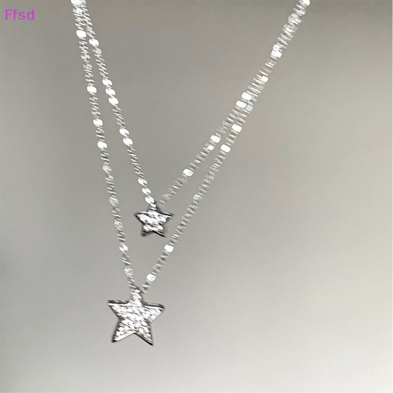 Vòng cổ Hai Lớp Mặt Hình Ngôi Sao Đính Đá Pha Lê Thời Trang Cho Nữ