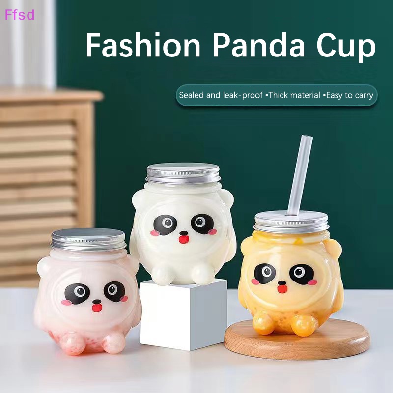 {Ffsd} Bình Nước Ép Lạnh Trong Suốt Có Nắp Đậy Hình Gấu Trúc