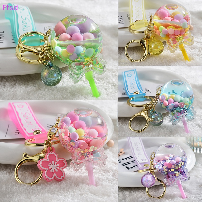 {Ffsd} Móc Khóa Acrylic Hình Kẹo Mút Phối Cát Lún Dầu Bông Tuyết Lấp Lánh Dễ Thương Cho Nữ * Hàng Bán Chạy *