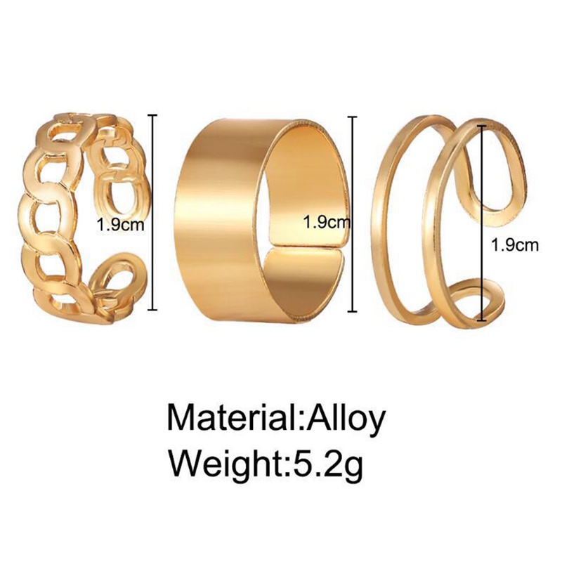 Ygt Set 3 Nhẫn Hở Phối Dây Xích Phong Cách Hip Hop Punk Cá Tính