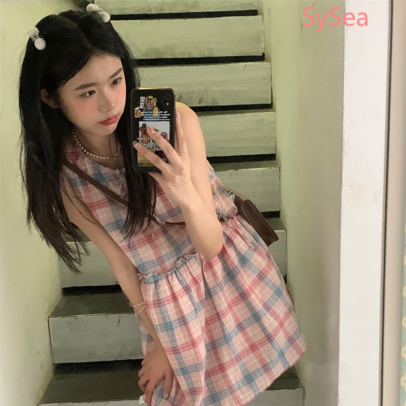 Đầm Không Tay Màu Cầu Vồng Phong Cách Hàn Quốc Cho Nữ