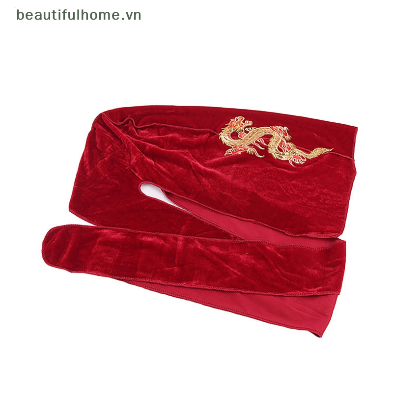 [beautifulhome] Khăn Trùm Đầu Bandana Nhung Đính Kim Sa Hình Rồng Trung Quốc Cho Nam Và Nữ [beauty]