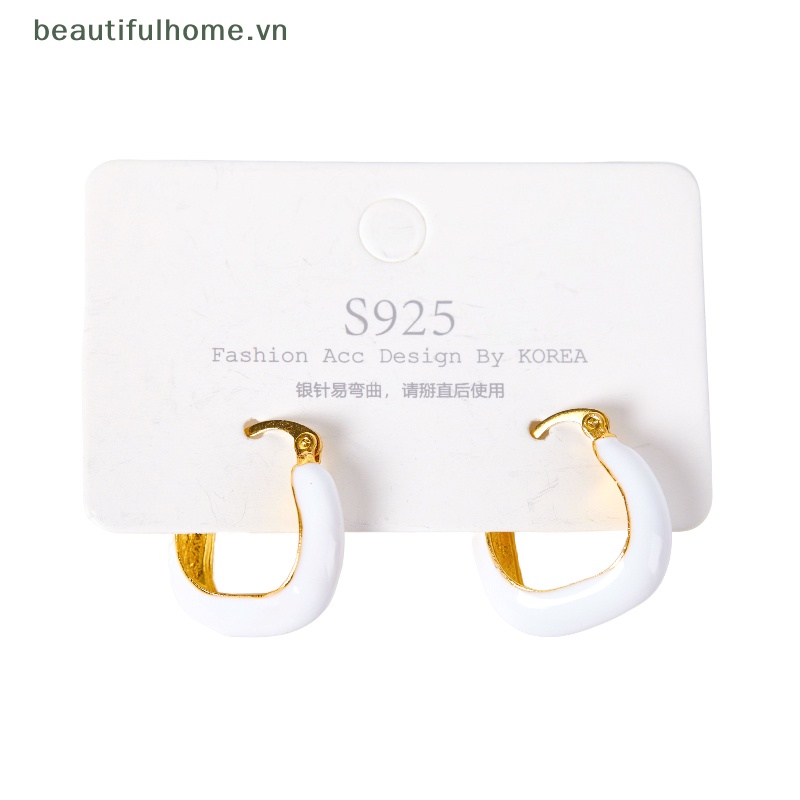 1 Đôi Bông Tai Tròn Bằng Hợp Kim Màu Xanh Lá Cây Phong Cách Vintage Hàn Quốc Thanh Lịch Dành Cho Nữ