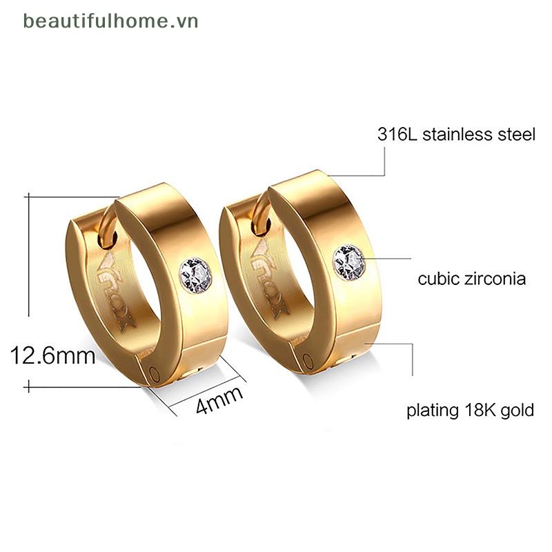 1 Đôi Bông Tai Tròn Bằng Thép Không Gỉ Phong Cách Punk Rock Dành Cho Nam Và Nữ