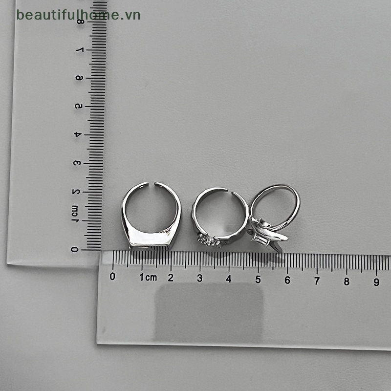 [beautifulhome] Nhẫn Đính Hôn Đôi Y2k Kiểu Chéo Đính Đá Pha Lê Sáng Tạo Làm Quà Tặng Dành Cho Bạn Nữ [beauty]