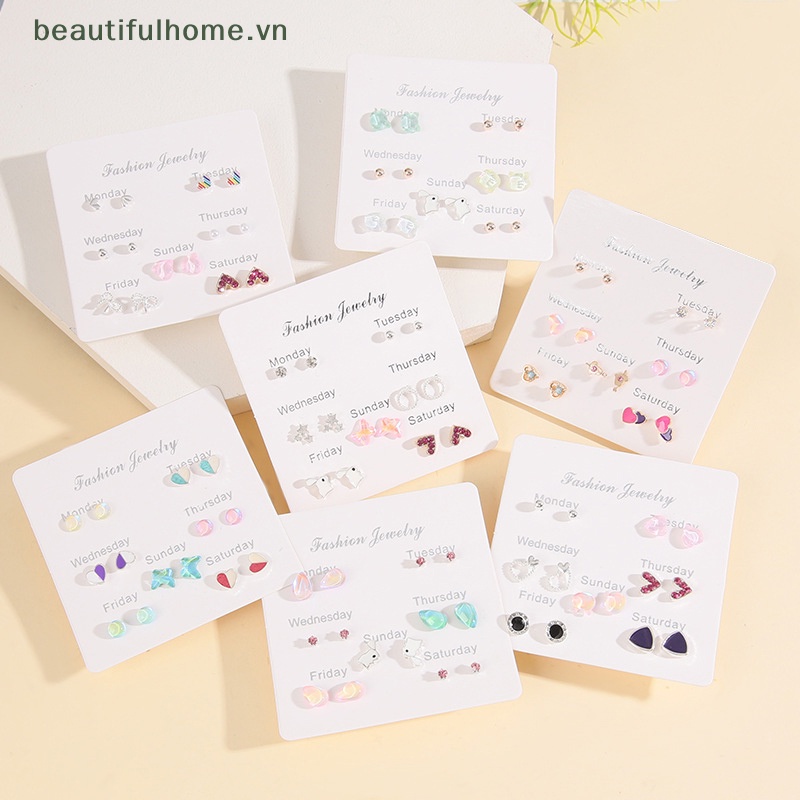 [beautifulhome] Set Bông Tai Nhiều Cặp Hình Học Bướm Dễ Thương Thời Trang Hàn Quốc [Đẹp]