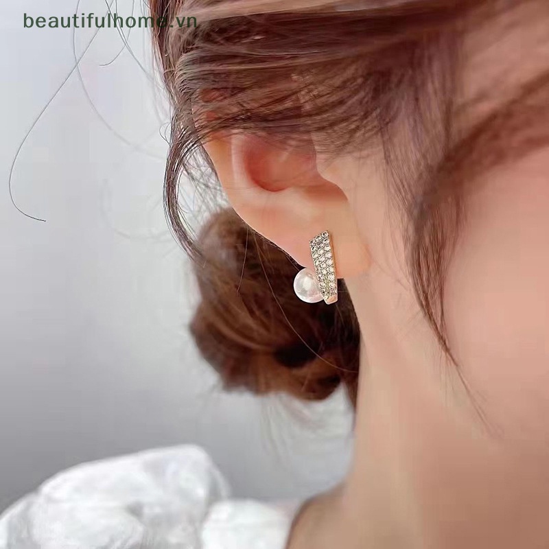 [beautifulhome] Bông Tai Ngọc Trai Đơn Giản Thời Trang Hàn Quốc Cổ Điển Baroque Hình Học Không Đều Phong Cách Baroque Cho Nữ [beauty]