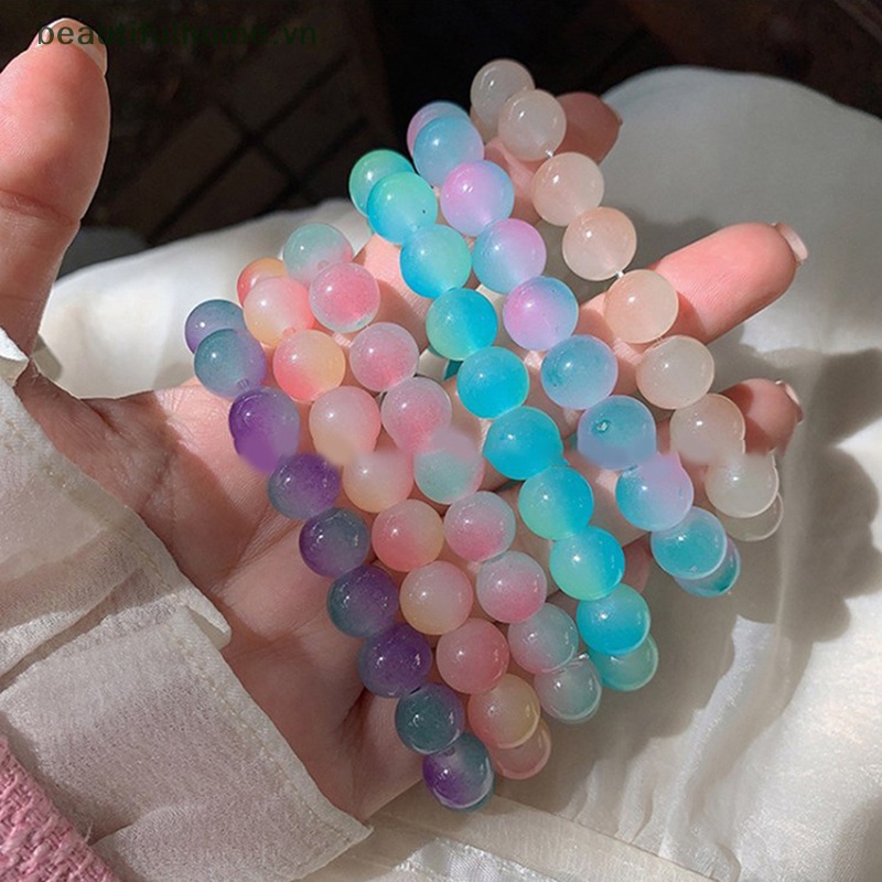 [beautifulhome] Vòng Tay Hạt Đá Thủy Tinh Màu Gradient Pha Lê Nhiều Màu Sắc Làm Thủ Công [beauty]