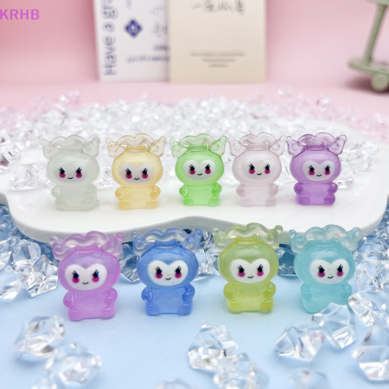 Set 10 Phụ Kiện Kẹp Tóc Hình Kem Kulomi 3D Bằng Nhựa Resin Phát Sáng DIY Mới
