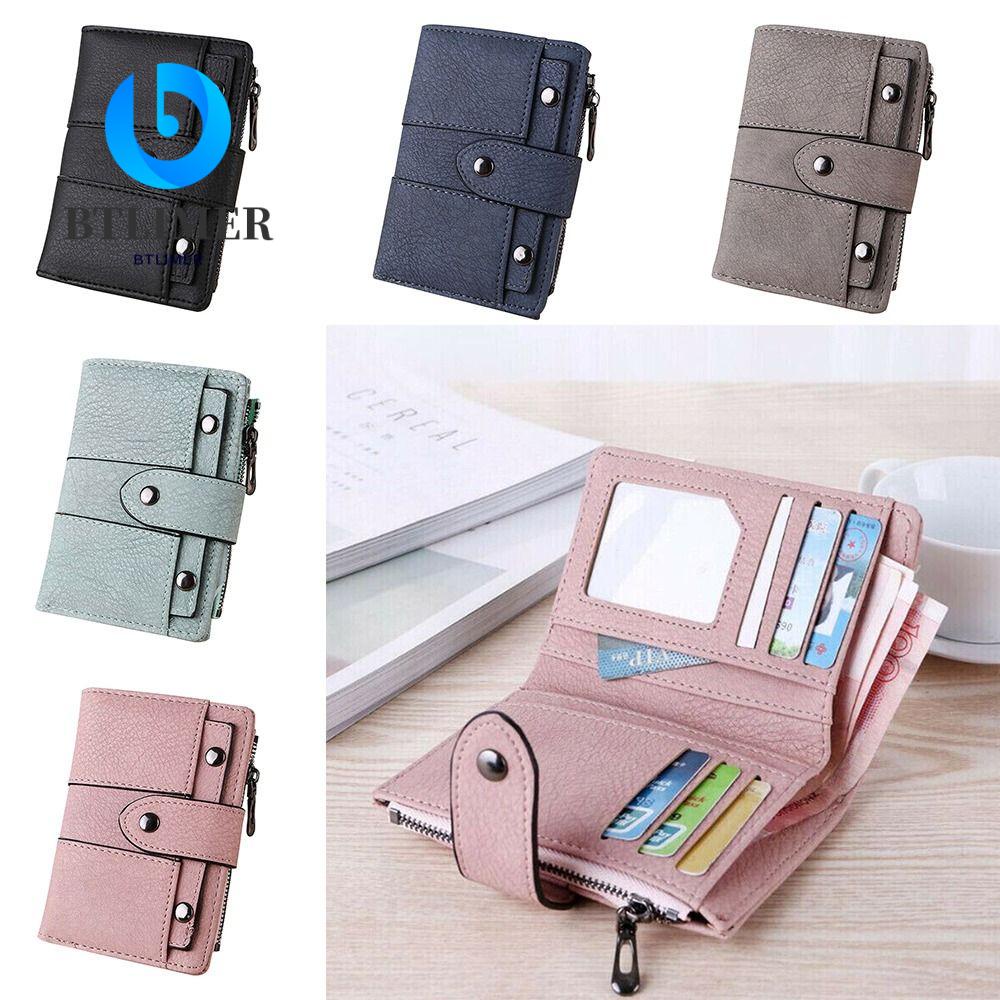 Ví Đựng Tiền Xu Mini Màu Trơn Phong Cách Vintage Dành Cho Nữ Thẻ