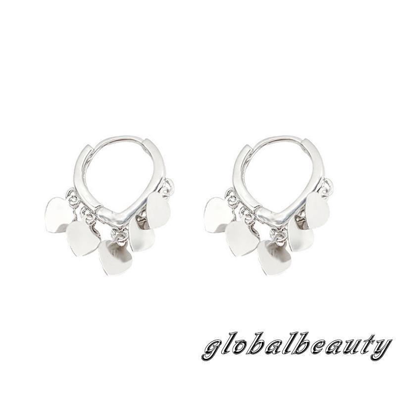 Bông Tai Dáng Dài Hình Trái Tim Dễ Thương Cho Nữ