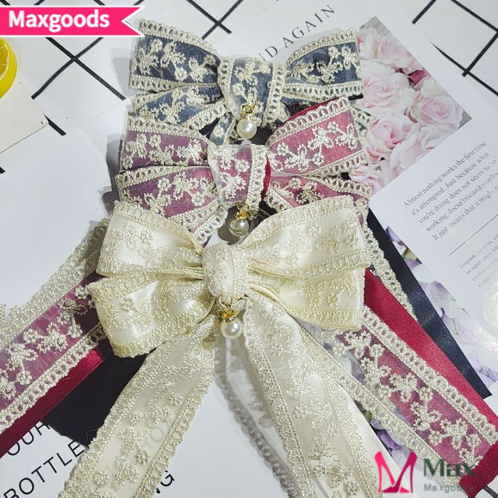 Bộ 2 Kẹp Tóc Nơ Lớn Bằng Vải Ren Xinh Xắn Dành Cho Cô Dâu